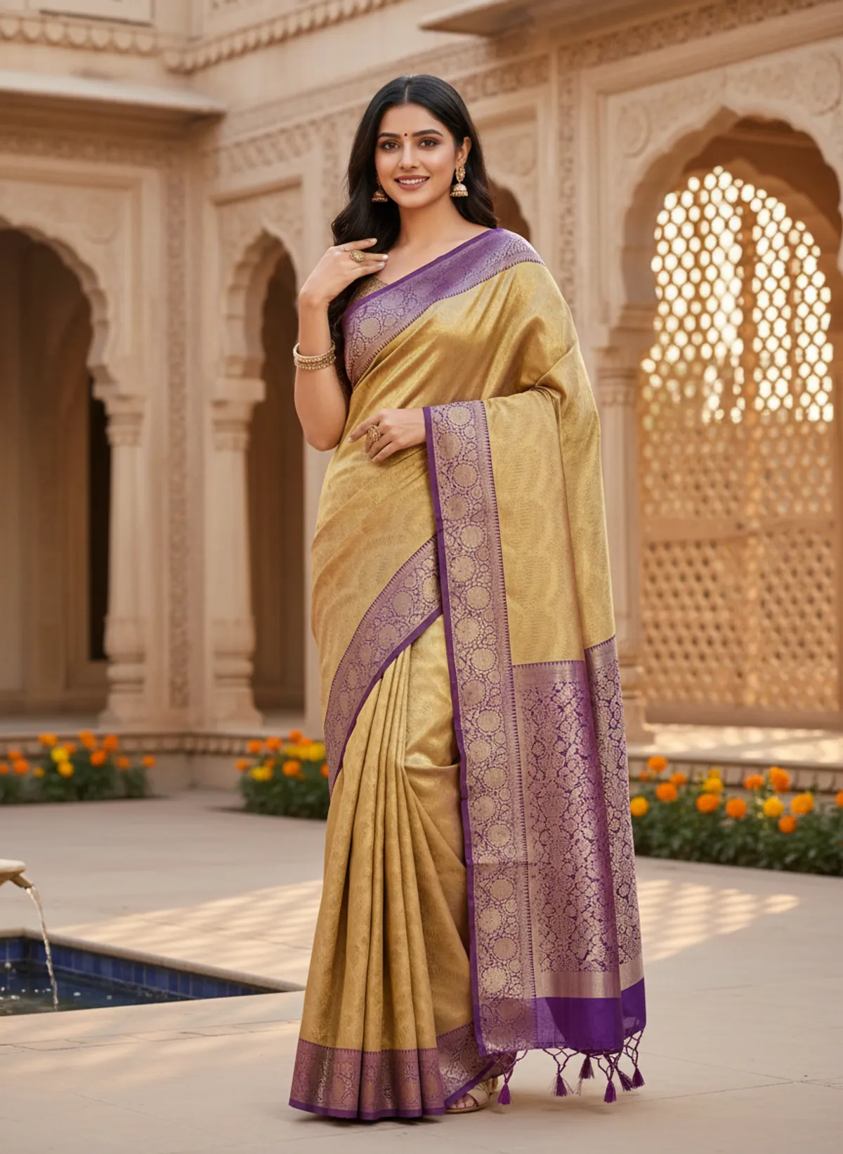 Purple Tissue Silk Sarees Online Authentic Banarasi Collection